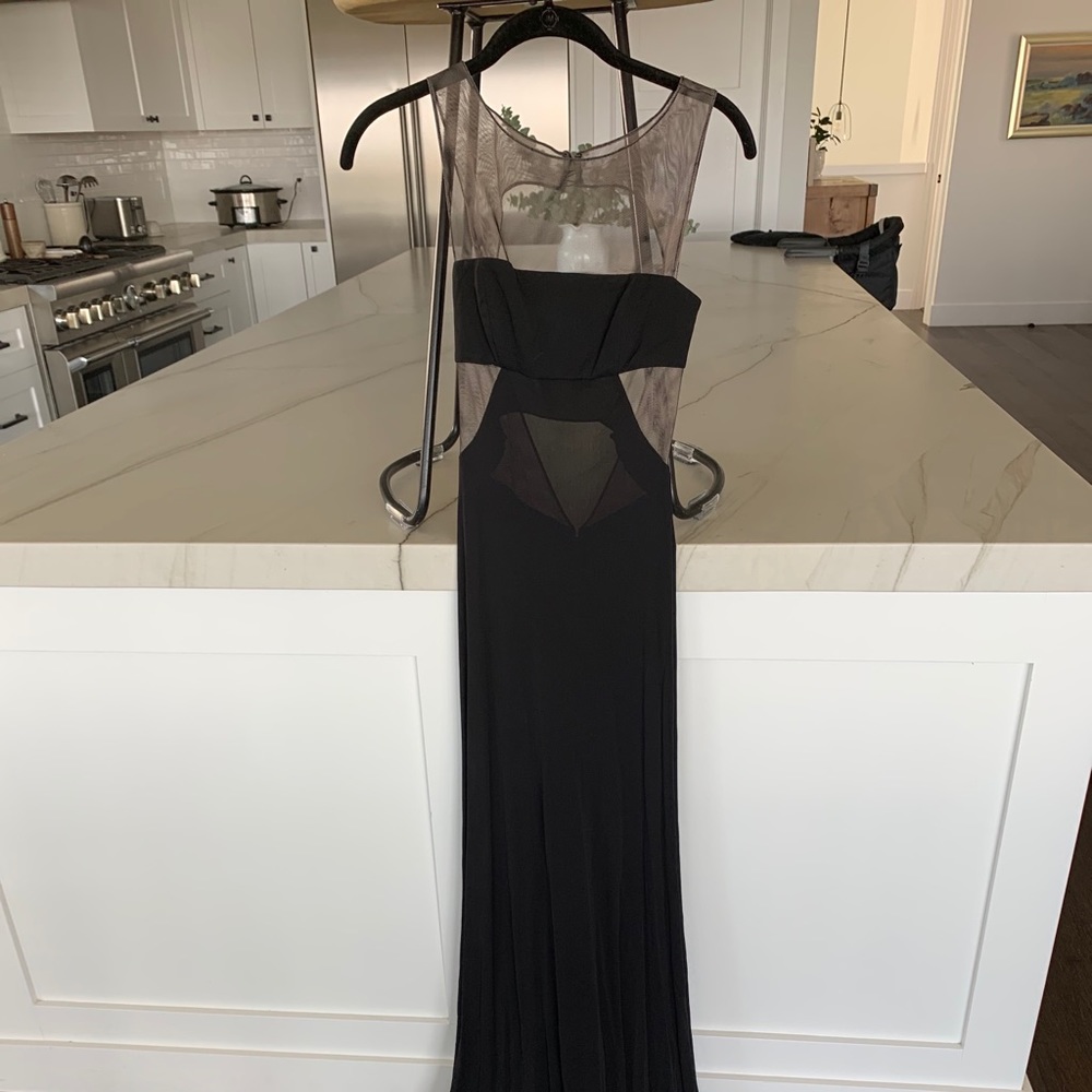 BCBG Max Azria Black Evening Gown with Cut-Outs
